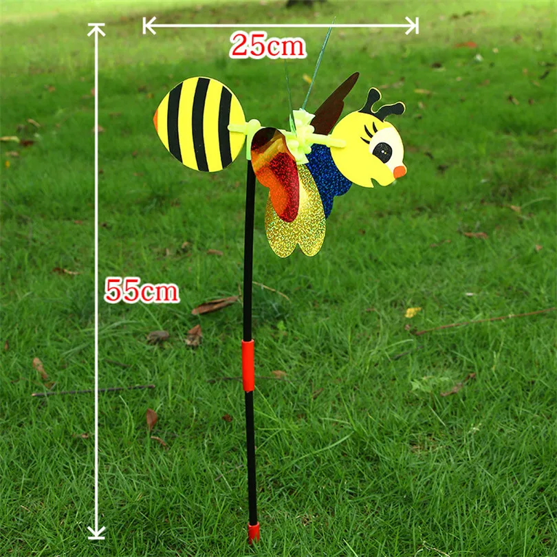 New 2PCS 3D Large Animal Bee Windmill Wind Spinner Yard Garden Toys For Children Colorful Decoration DIY Handmade Outdoor Toy