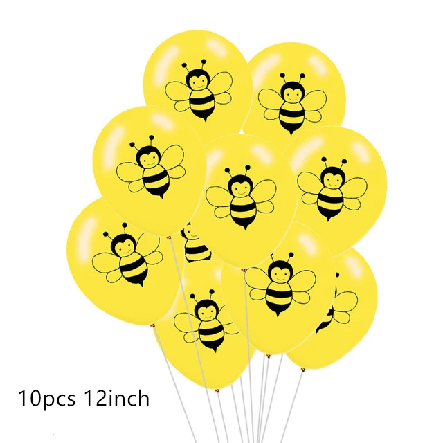 Новинка, 1 шт., 18 дюймов, круглые воздушные шары из фольги с Пчелой, Шмель, тематические воздушные шары с днем рождения, медовая пчела, вечерние украшения для детского душа, детские игрушки - Цвет: 10pcs 12inch
