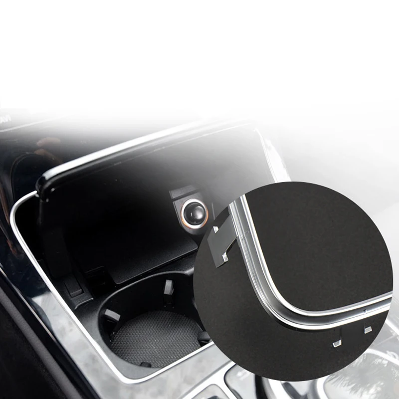 1 шт. автомобильный подстаканник дымовая коробка для пыли рамка отделка серебро для Benz C E класс W205 W213 GLC200- автомобильная коробка держатель для чашки крышка