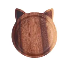 Креативная мультяшная кошка блюдо для приправ деревянная тарелка для соуса Экологичная тарелка для закусок круглая деревянная тарелка для фруктов, выпечки доска для суши вечерние T