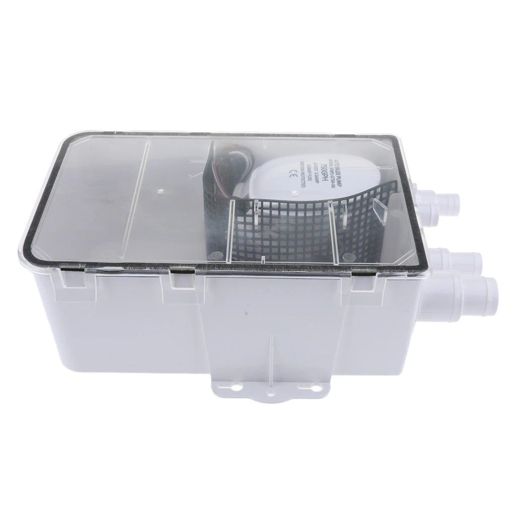 600GPH Multi Port Marine Boat Shower Sump Pump Drain Kit System Multi Inlet 12V