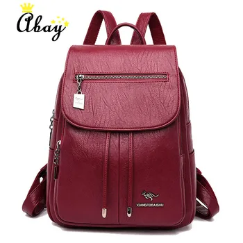 

New high quality leather backpacks women high capacity shoulder bag lady travel backpack mochilas school bags for teenage girls