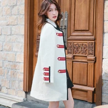 Дизайнерское длинное шерстяное пальто на пуговицах с вышивкой в стиле милитари, женское двубортное пальто с круглым вырезом, элегантная деловая верхняя одежда из смеси кашемира