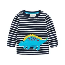BOY'S Top Long Sleeve Children T-shirt New Product Europe And America Pure Cotton Striped Autumn Children T-shirt