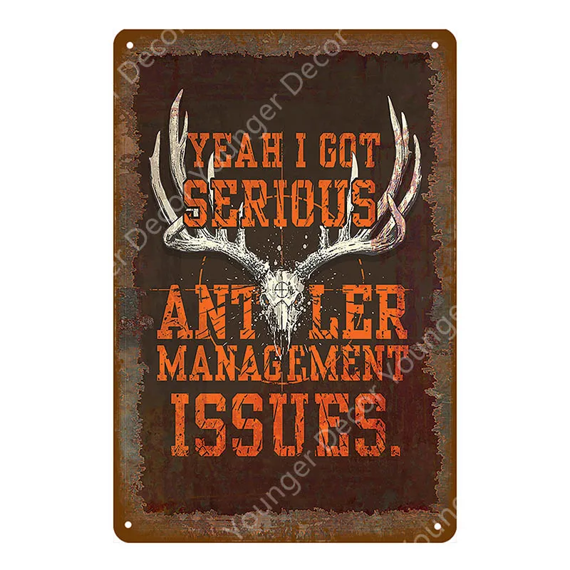 Man Cave Warning Hunting Tin Sign Vintage Wall Decor For Farm House Gun Shop Decorative Plate Hunter Gift Deer Poster YI-143 - Цвет: YD2097AI