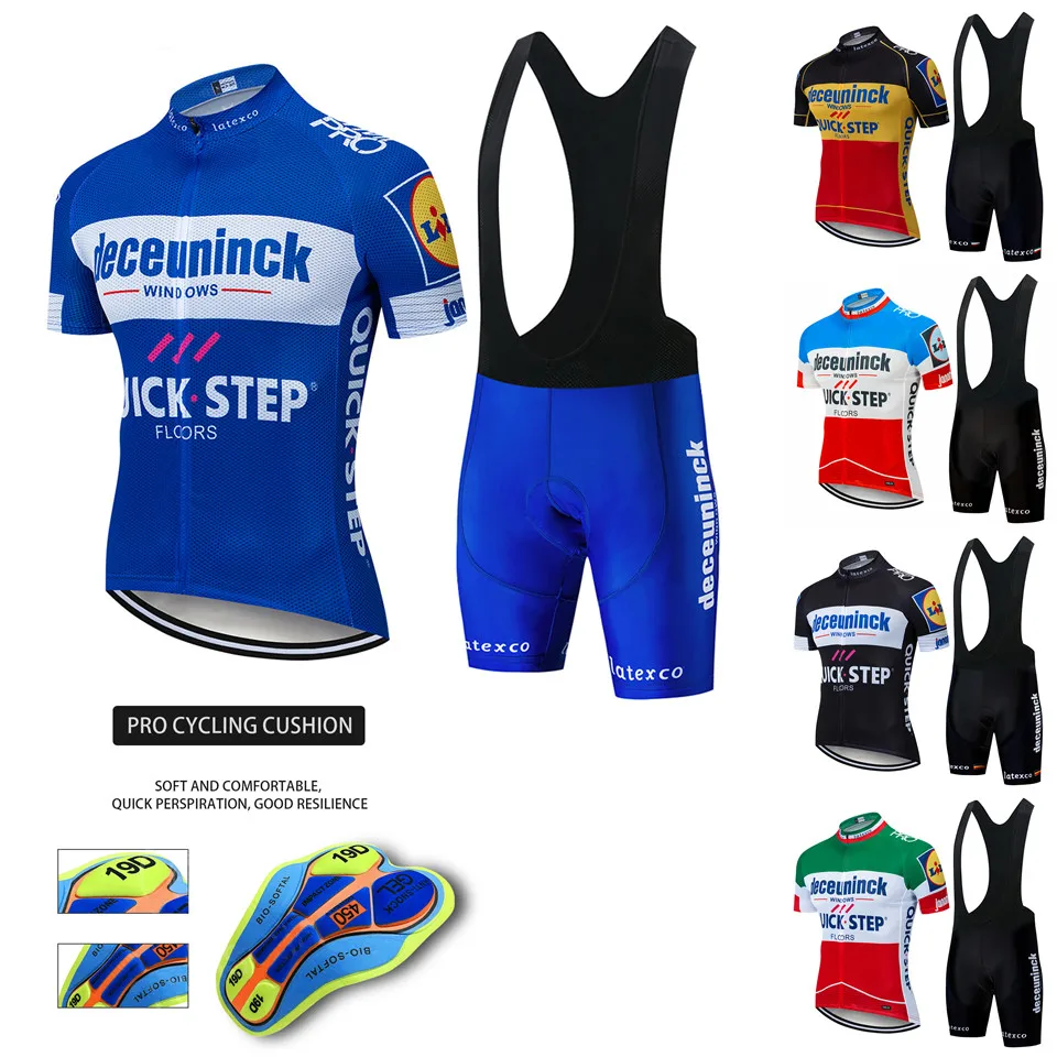 2020 Pro Team Quick Step Cycling Jersey 20D Bib Set Bike Clothing Ropa Ciclism Bicycle Wear Clothes Mens Short Maillot Culotte