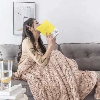

Fashion Soviet knitting blanket Nordic simple twist blanket Sofa Leisure Blanketes Nap Blanket Air Conditioning Blanket