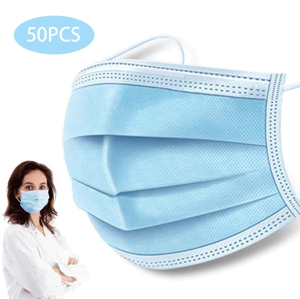 

50Pcs Surgical Disposable Medical Anti Virus Face Masks with Elastic Earloop, 3-Ply Thicker for Medical, Dental and Everyday Use