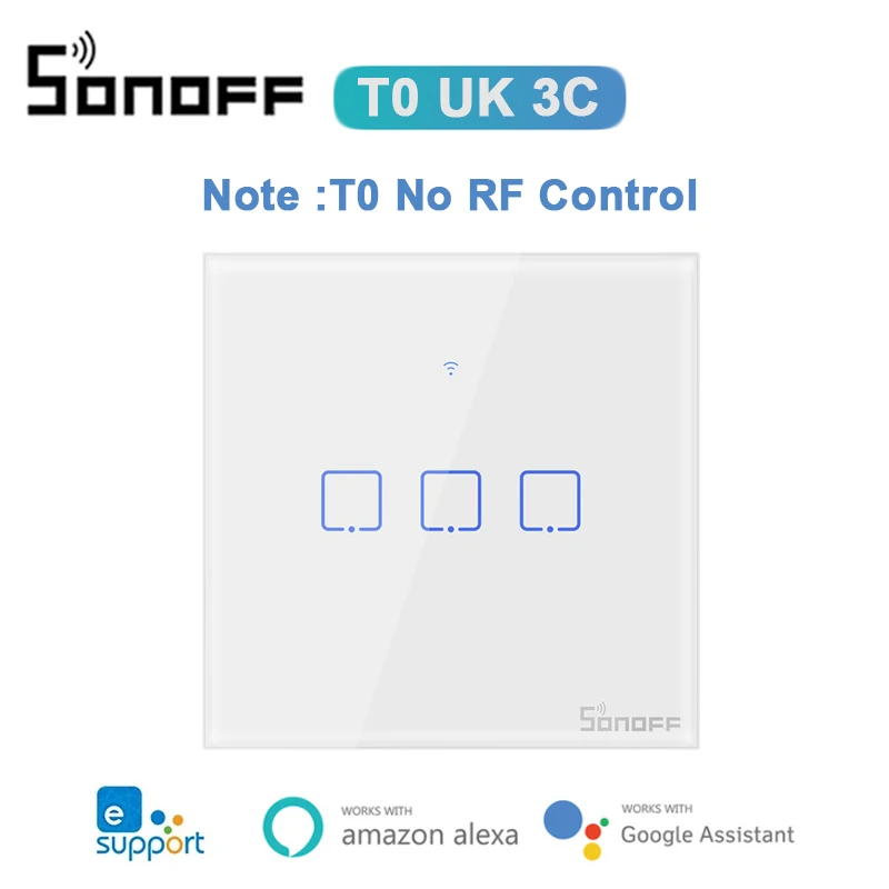 SONOFF T1/T2/T3/T0 EU/UK/US 1/2/3Gang WiFi Smart Wall Touch Switch TX ALL Smart Home Control Via Ewelink Alexa Google Home 