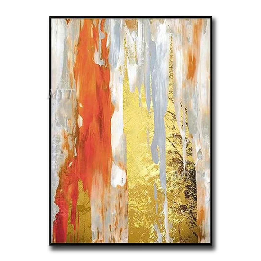 Beautiful Orange And Yellow Abstract Handmade Oil Paintings On Canvas Modern Wedding Decor Wall Pictures Home Decoration Unframe | Дом и сад