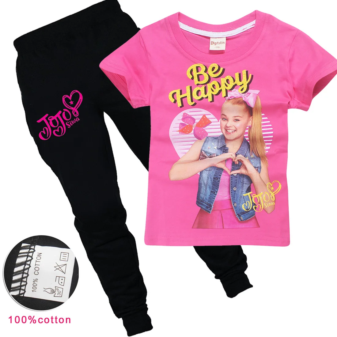 Летние фиолетовые Детские футболки с рисунком JOJO SIWA хлопковые футболки с круглым вырезом для маленьких девочек комплекты с короткими рукавами для мальчиков и девочек футболки - Цвет: PS8357-red