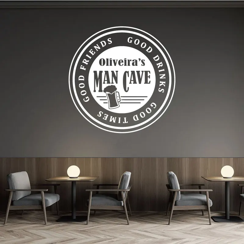 Customizable name man cave wall stickers pub party bar shop sign counter window showcase door decoration vinyl decals men gifts
