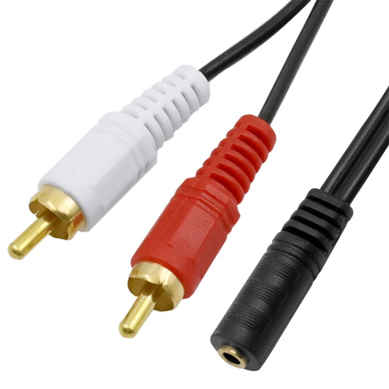 100Pcs RCA Audio Cable FeMale to 3 5mm Jack to 2 RCA AUX Cable Nylon Braided Splitter Cable for Home Theater iPhone Headphone