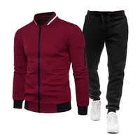 Ensemble de survêtement deux pièces pour hommes, vêtements de sport pour hommes, vêtements de sport, vêtements de jogging à blocs tournants, tenues de mode, vêtements de sport imbibés, automne, hiver 1