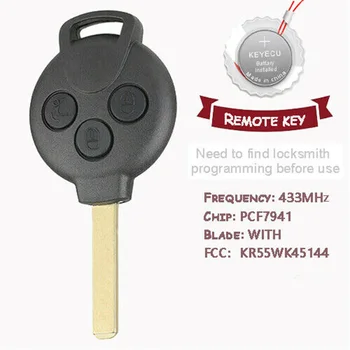 

For Mercedes-Benz Smart 451 2007-2015 Remote key Ngineering plastic+copper