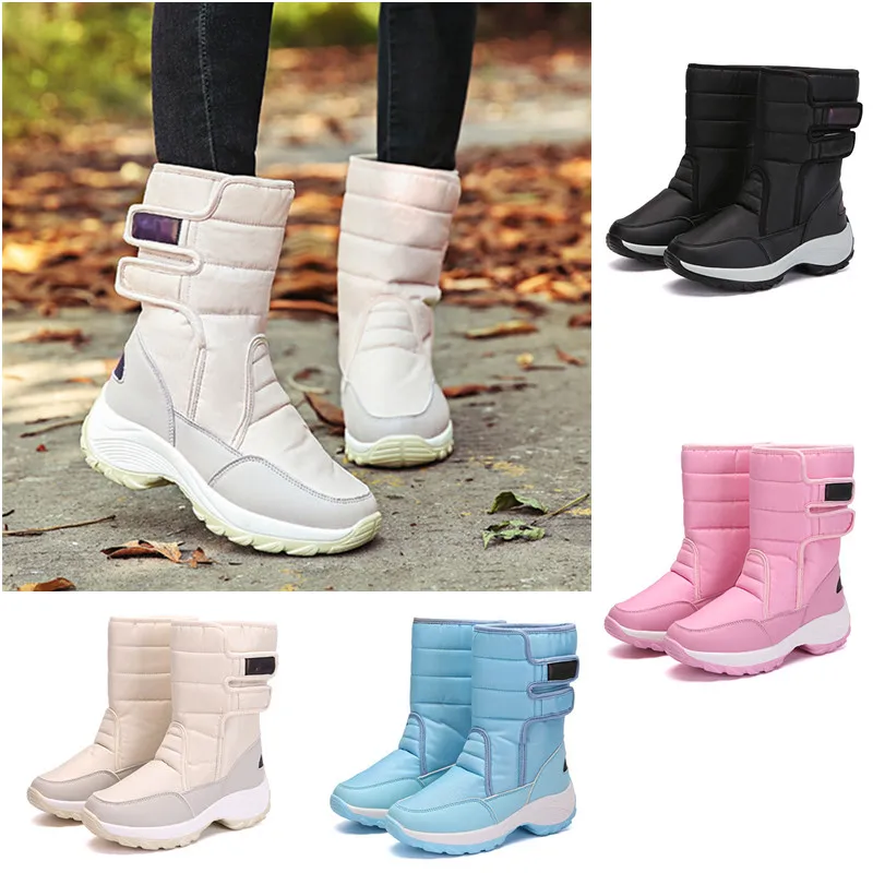 

Women's Winter High Boots Plush For Warmth Thick Bottom Snow Boots Black Waterproof Platform Boots 2020 New Ski Boots Non-slip