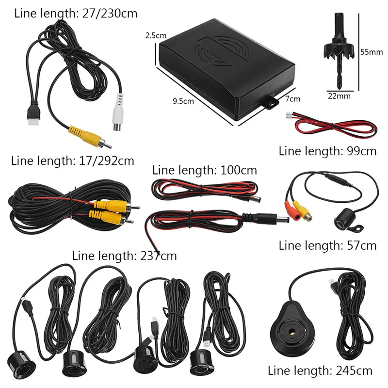 Зеркало заднего вида цифровой видеозапись DVR видеорегистратор 4,3 ''HD TFT Камера заднего вида автомобиля 4 Датчик парковки s Обратный сенсор
