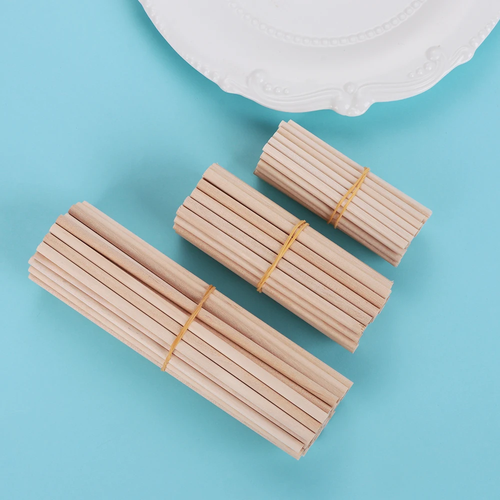 50pcs Pine Round Wooden Rods Counting Sticks Educational Toys Building Model Woodworking DIY Crafts Kids Favor Children Gifts