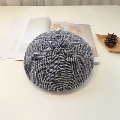 Корейские модные женские береты, зимние весенние теплые одноцветные шапки, винтажные женские шапки-береты, шапка во французском стиле s - Цвет: blue