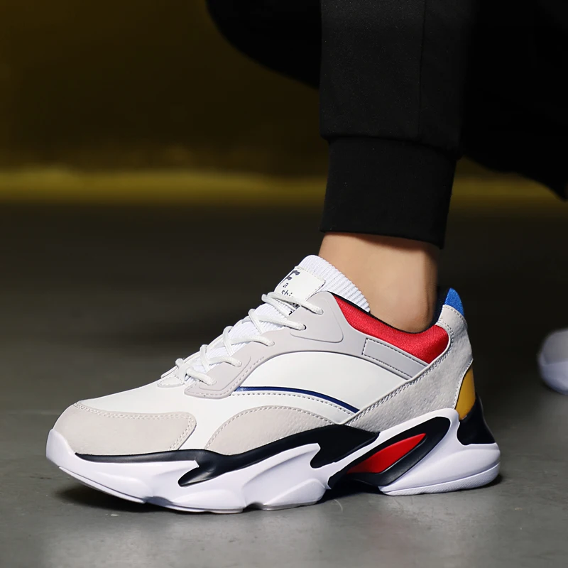 

Autumn new leather sports shoes Korean version of the trend of wild casual shoes men's winter running cushions tide shoes