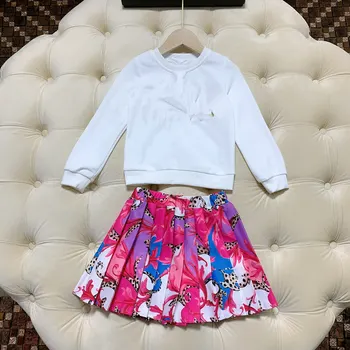 

Wintr New girls' sweater half skirt two piece setS Letter Sequins printed High end children's boutique cotton wear ouftfit