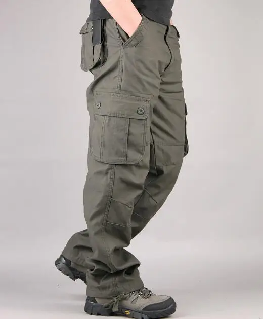 Мужские брюки карго, мужские повседневные брюки с несколькими карманами, военные тактические брюки, мужская верхняя одежда, прямые брюки, длинные брюки, большие размеры 40 42 44 - Цвет: Army green