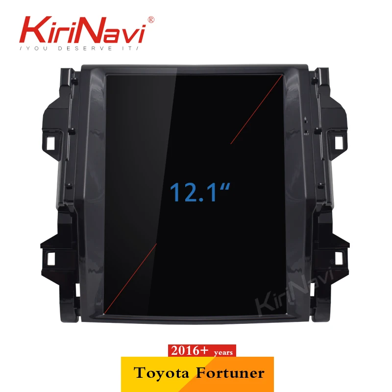 Автомагнитола KiriNavi с вертикальным экраном Tesla Style 12 1 Android 9 0 для Toyota Fortuner Revo