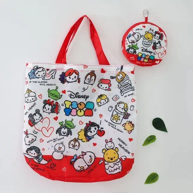 Pink Anpanman Cinnmoroll Stitch Gudetama Сумико гураши принцесса складная сумка сумки повседневные сумочки для шопинга подарок на день рождения#3312 - Color: Pink