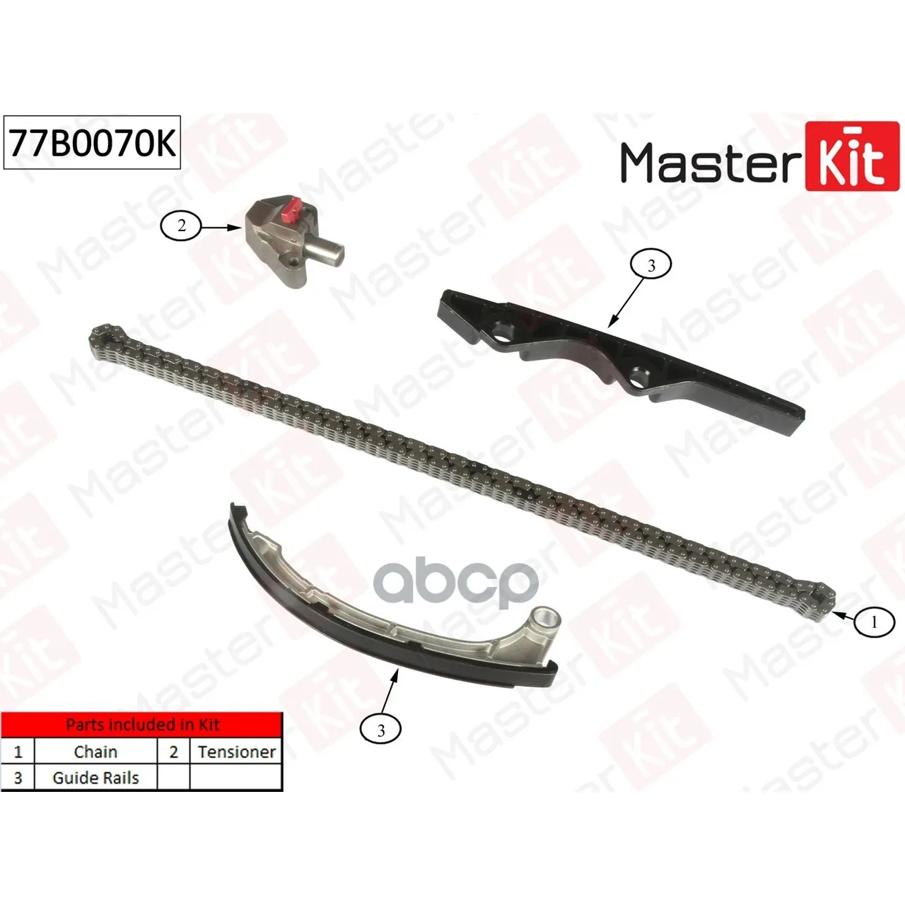 Комплект Цепи Грм Nissan:Micra/Note 1.2i-1.4i 16v Без Звездочек MasterKit арт. 77B0070K