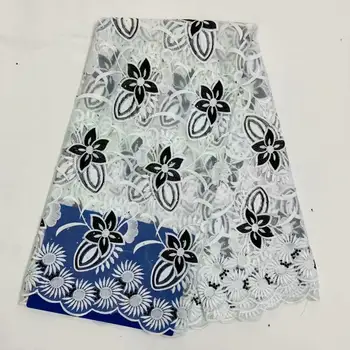

New White Black African Lace Fabric Embroidered Nigerian for Wedding High Quality 2019 French Tulle Lace Fabric with 3 D Flowers