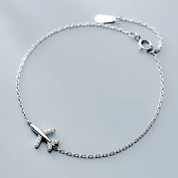 

1 Pcs 925 platinum Jewelry Bracelet Female Crystal Aircraft airplane Bracelet Temperament Personality Hand Jewelry Gift