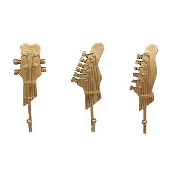 

3pcs Vintage Guitar Shaped Towels Holder Living Room Wall Mounted Hats Scarfs Key Hanger Anti Rust Coat Hook Heavy Duty Resin