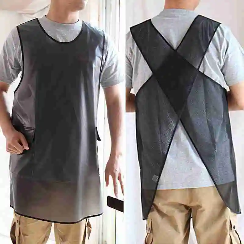 Waterproof Transparent Apron PVC Eco-Friendly Bakery Creative Shop Pet Clothes Lace-Up-Free Work B6N3