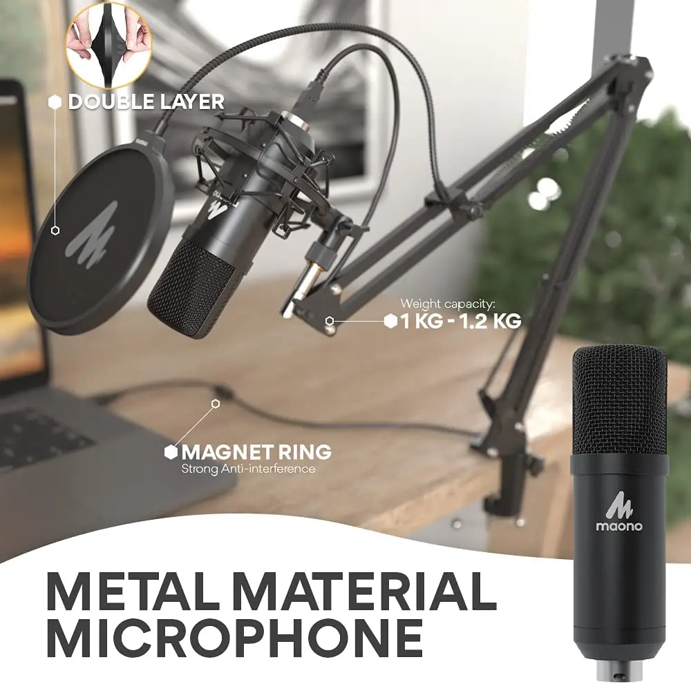 MAONO Micrófono condensador XLR, micrófono de grabación profesional de  estudio cardioide para transmisión, podcasting, canto, voz en off, voz,  estudio