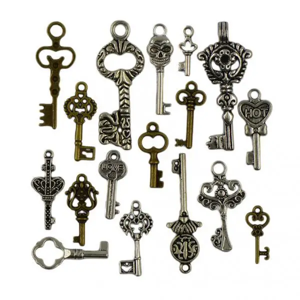 

2x 60 Mixed 40 Style Skeleton Heart Key Charms Pendant 15-54mm Jewelry Findings