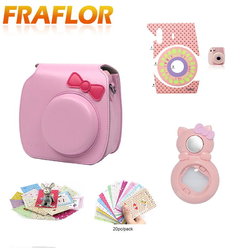Fuji Fujifilm Instax Mini 7s 8 аксессуары для камеры кожаный чехол для сумки фото наклейки hello kitty зеркало для съемки селфи объектив крупным планом