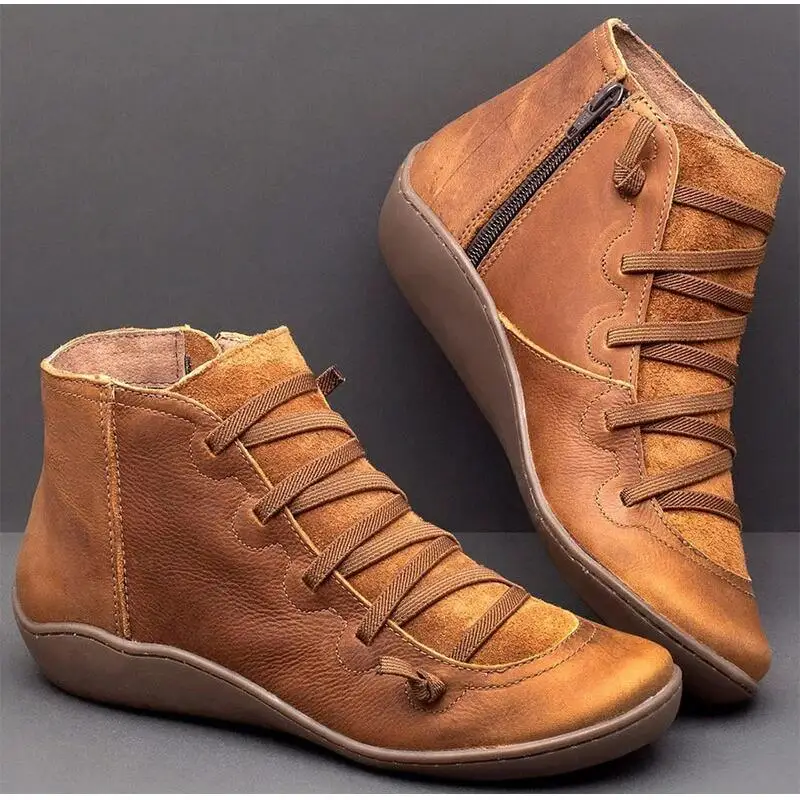 CS786 New Autumn Winter Retro Punk Women Boots Fashion Genuine Leather Ankle Boots Zapatos De Mujer Wram Botas Mujer - Цвет: brown