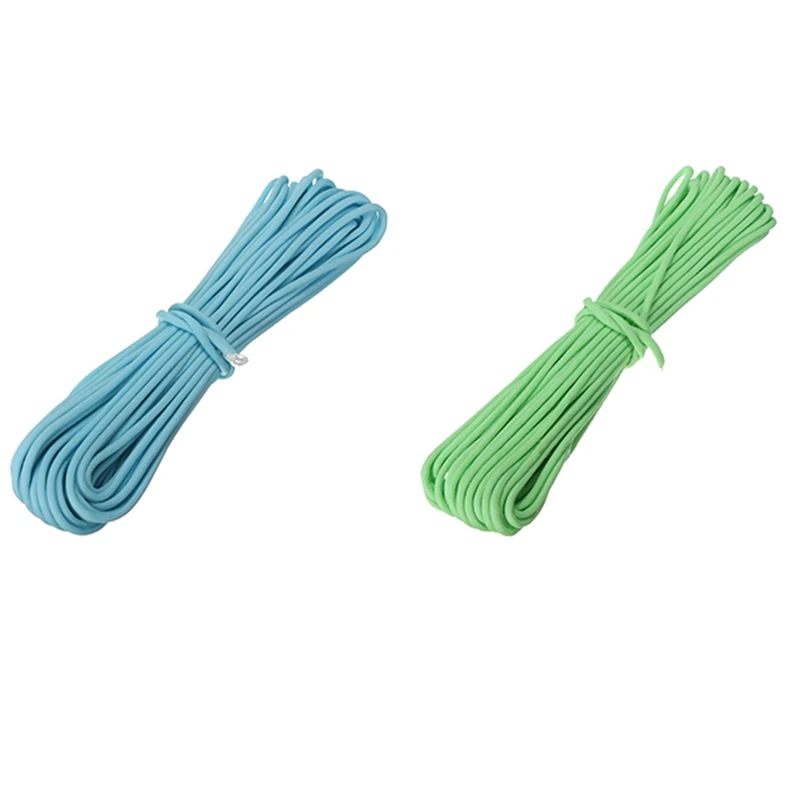 

2 Pcs 550Lb Paracord Parachute Cord Nylon Luminous Glow in the Dark 9 Core Strand, Blue & Green