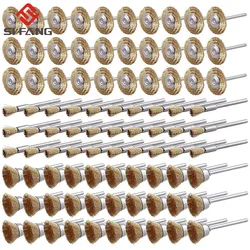 Brosses en laiton pour roues en fil d'acier, outils rotatifs de forage, polissage, outils rotatifs Dremel, ensemble de brosses pour l'élimination de la rouille du métal 6/15/25mm 