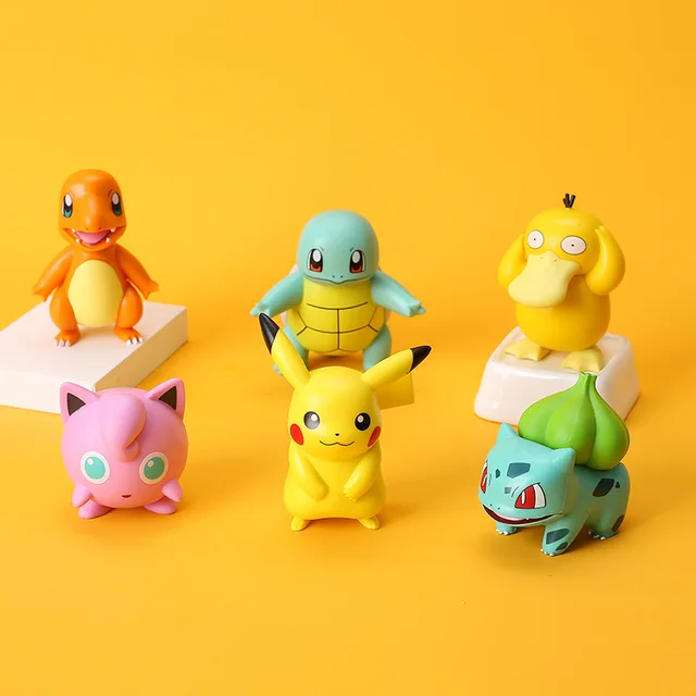 6 Styles Pokemon Pikachu Charmander Psyduck Squirtle Jigglypuff Bulbasaur Bulbasaur Anime Figures Toys Model Kawaii Kids GIft 4