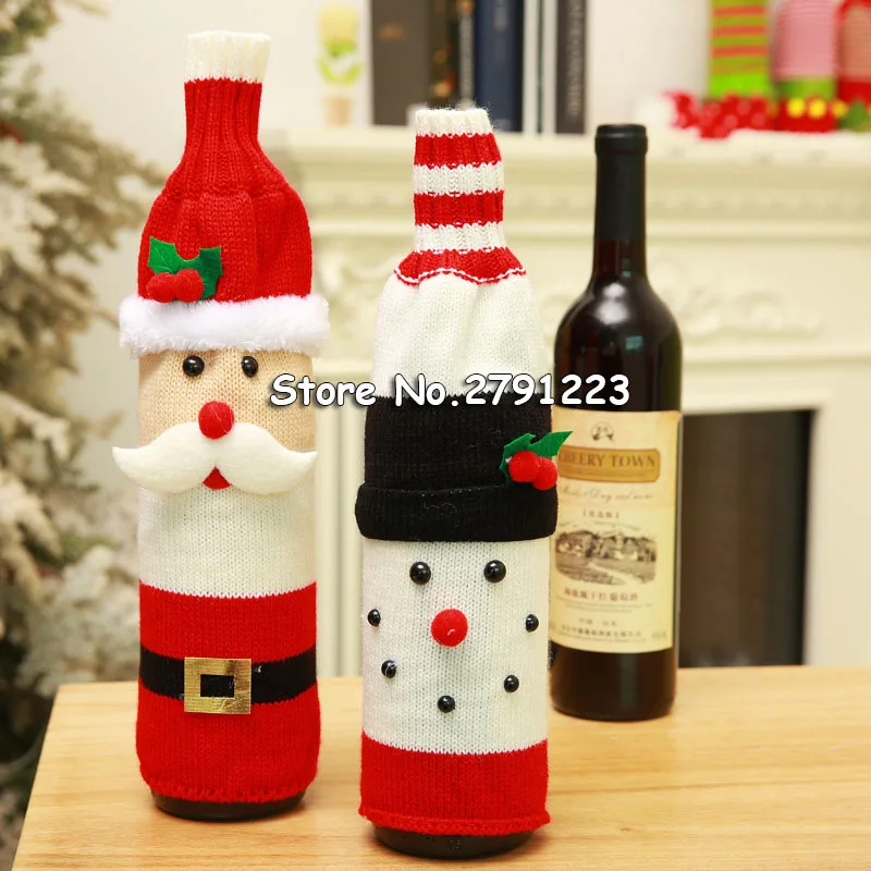 Рождественские украшения Санта Клаус крышка бутылки вина Снеговик держатели для подарков Рождество Navidad Декор Новогодний ужин настольные Декорации для вечеринок