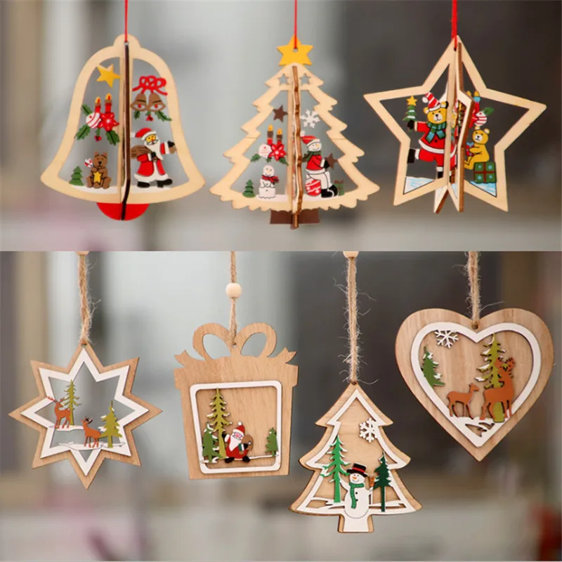 1 шт DIY деревянный кулон-фоторамка елочные украшения Рождественские украшения для дома год Navidad-S