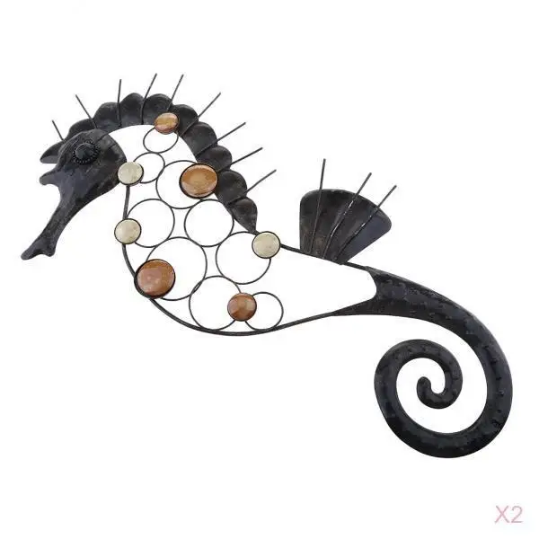 2 шт большой металлический морской конек Настенный декор для сада 3D наружное украшение для дома