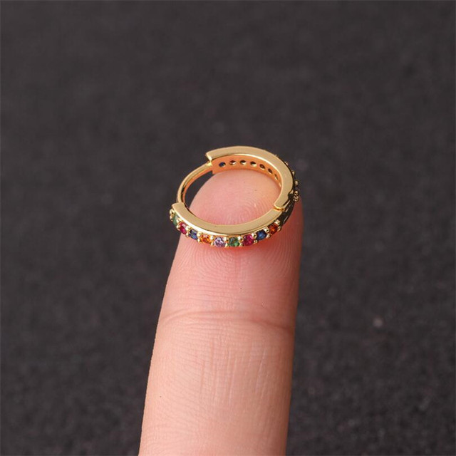 Gold Silver Colour Ear Piercing Jewelry CZ Helix Cartilage Earring Rook Hoop Snug Piercing Ring