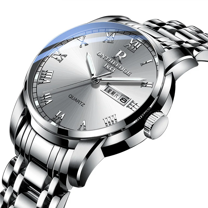 Ruizhiyuan Band Steel Watch Men's and Women's Genuine Quartz Watch Three-pin Business Non-Mechanical Watch 