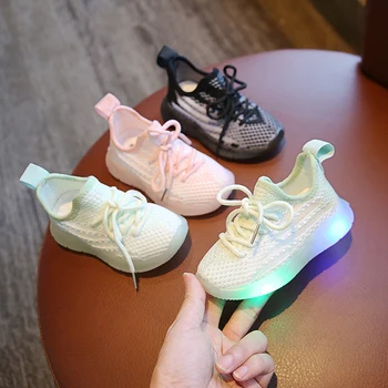 

Toddler Boy Sneakers Children Baby Boys Mesh Led Light Luminous Running Sport Sneaker Shoes Coconut Shoes #CA-808