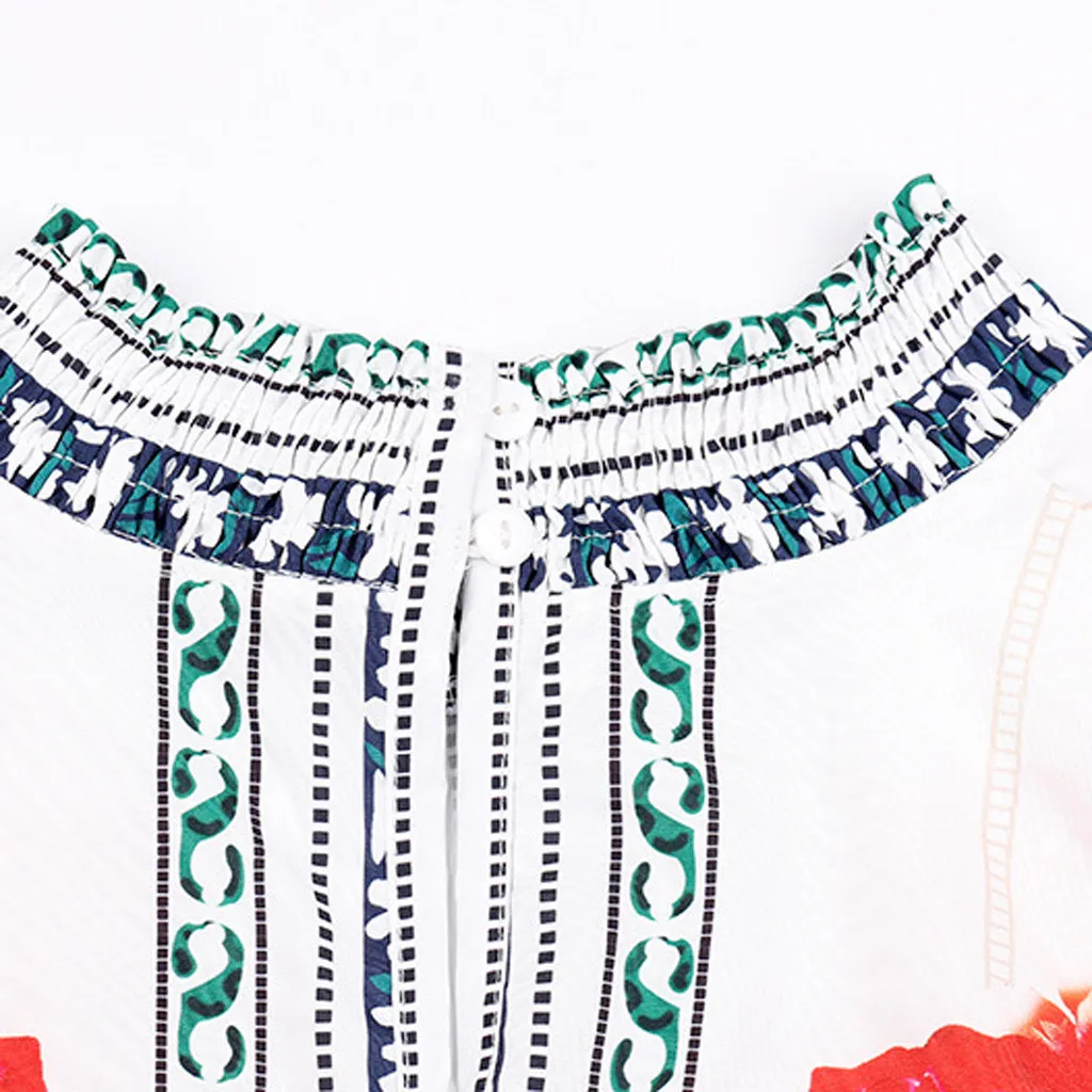 Женская одежда boho, блузки, Зимняя мода, длинный рукав, с принтом, рукав-фонарик, рубашка с вертикальной одеждой, blusas femininas