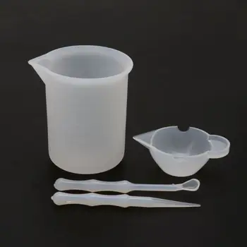 

4Pcs Reusable Washable Silicone Resin Mixing Measuring Divided Cups Tools Kit Sticks Spoon UV Epoxy Resin Jewelry Tools