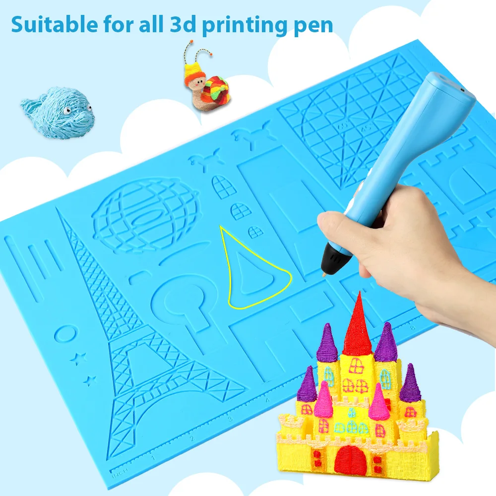 Dikale 3D Druck Stift Silikon Matte Burg Eiffelturm Muster 3D Drucker  Stifte Zeichnung Schablonen Werkzeuge Vorlage Pad 13,8x9,8 in - AliExpress, image size:1000x1000