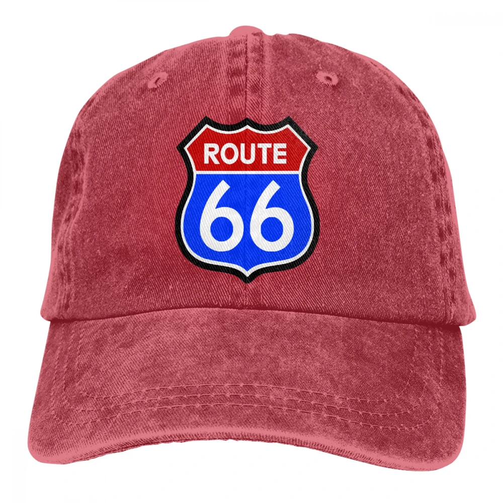 ROUTE 66 Casquette темно-синие унисекс Мужские Женские джинсовые бейсболка с ремешком кепки регулируемые Гольф папа шляпа